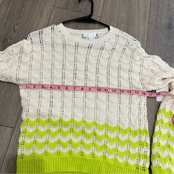 ABOUND Ivory/Green Sorbet Striped Pointella Knit Sweater Women's Size XXS, small - Picture 13 of 14
